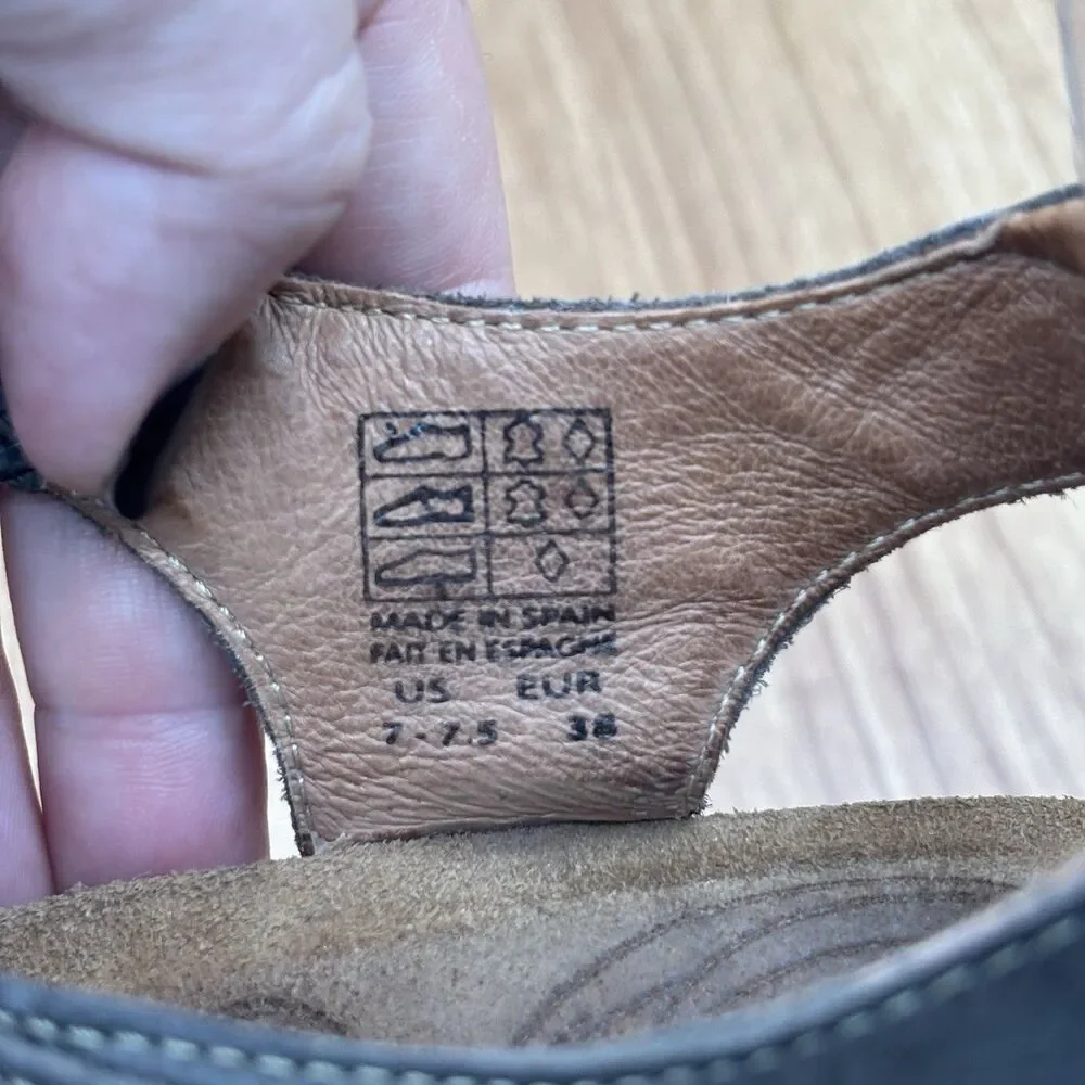 Taos Trulie Wedge‎ Sandals Womens Size 7-7.5 Olive Green Leather Comfort Shoes